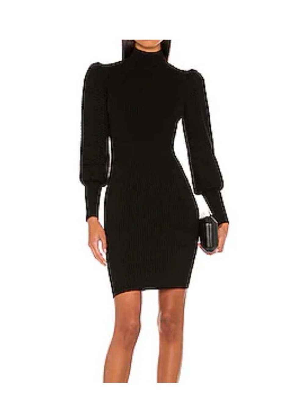 Alice and Olivia Mock Neck Puff Sleeve Mini Dress 94% soft wool